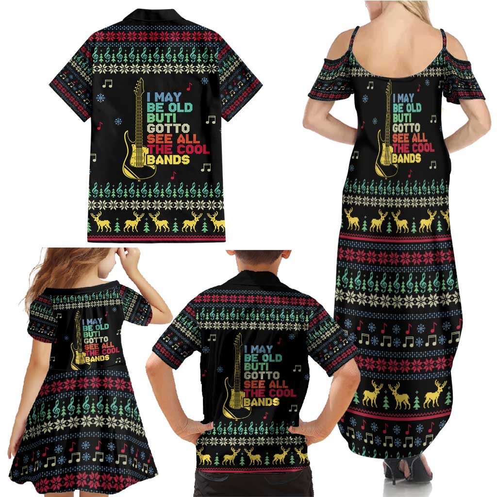 Christmas Vintage Guitar Family Matching Summer Maxi Dress and Hawaiian Shirt Xmas Holiday Patterns - Wonder Print Shop