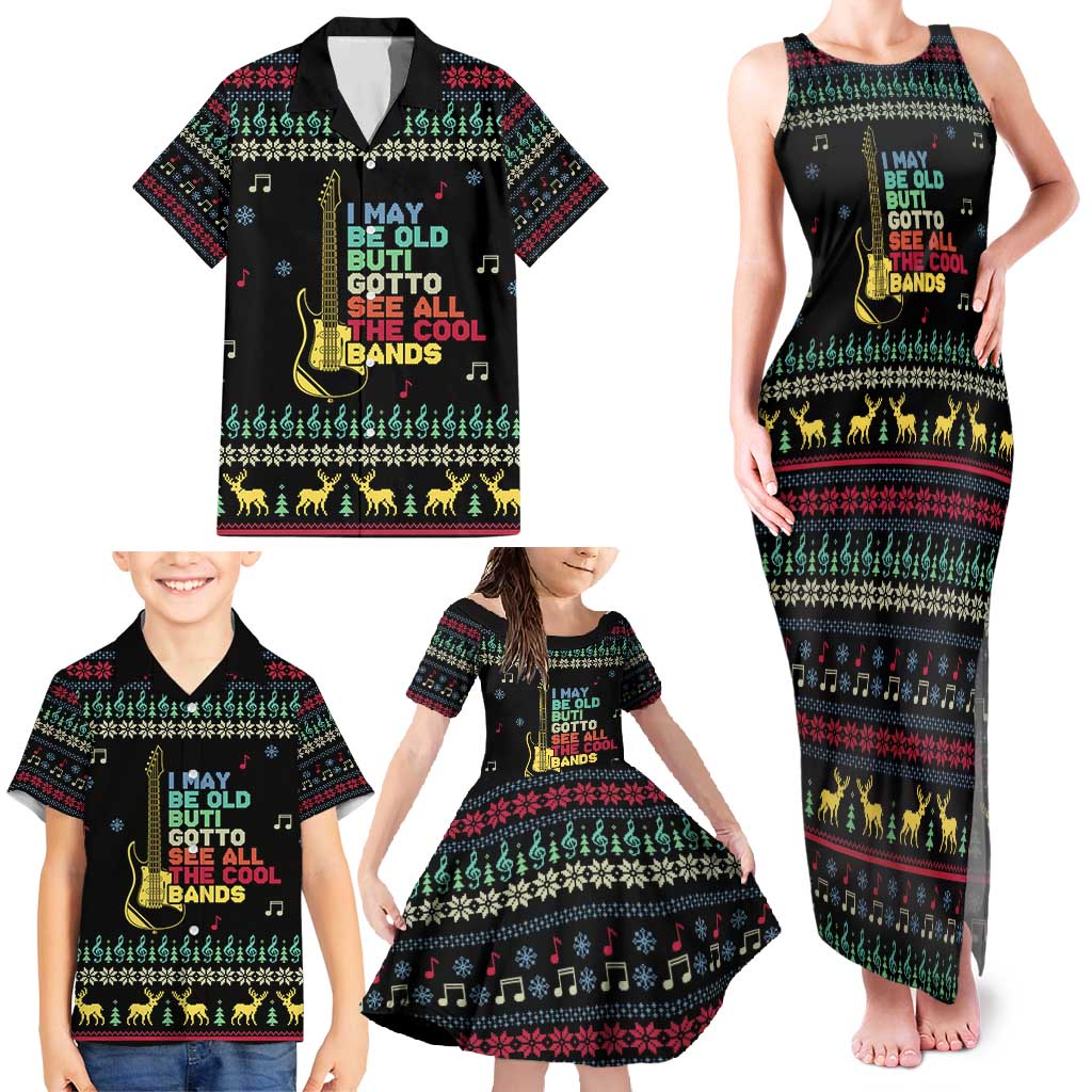 Christmas Vintage Guitar Family Matching Tank Maxi Dress and Hawaiian Shirt Xmas Holiday Patterns - Wonder Print Shop