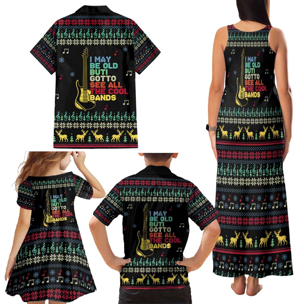 Christmas Vintage Guitar Family Matching Tank Maxi Dress and Hawaiian Shirt Xmas Holiday Patterns - Wonder Print Shop