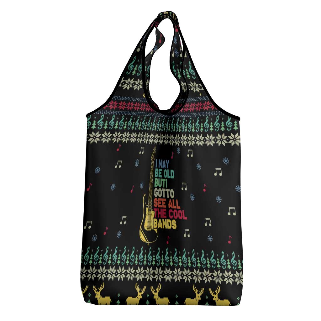 Christmas Vintage Guitar Grocery Bag Xmas Holiday Patterns - Wonder Print Shop