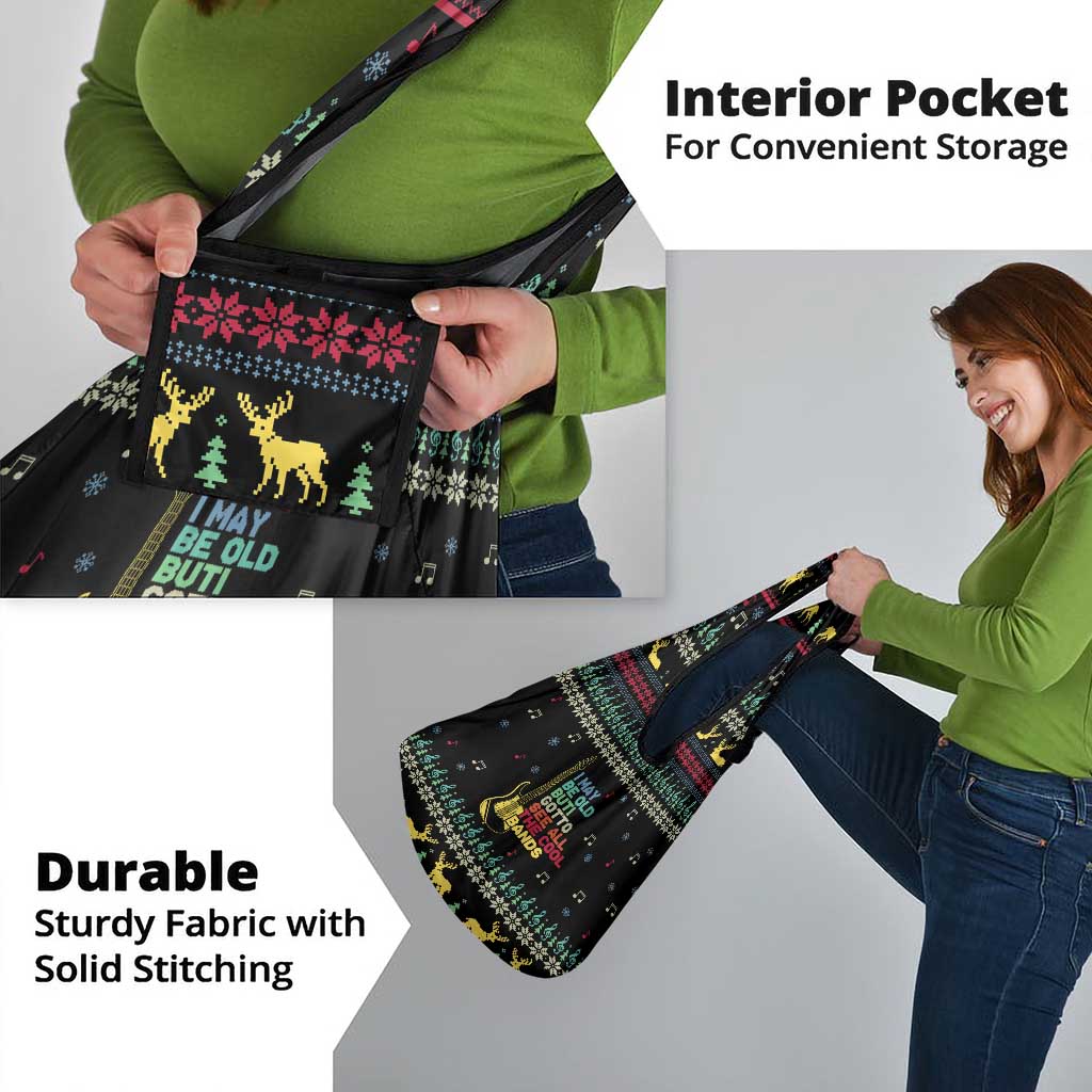 Christmas Vintage Guitar Grocery Bag Xmas Holiday Patterns - Wonder Print Shop