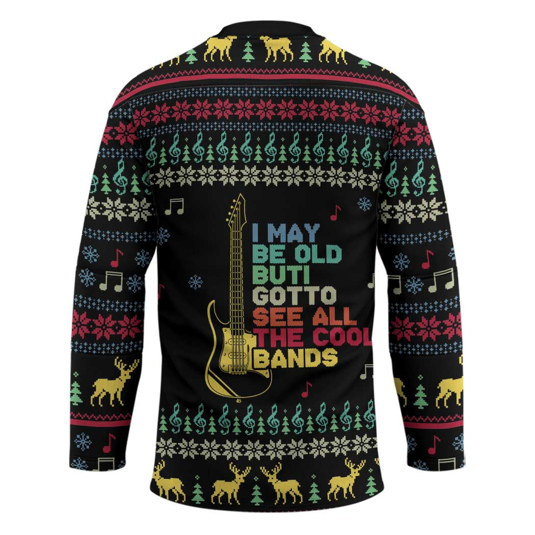 Christmas Vintage Guitar Hockey Jersey Xmas Holiday Patterns - Wonder Print Shop