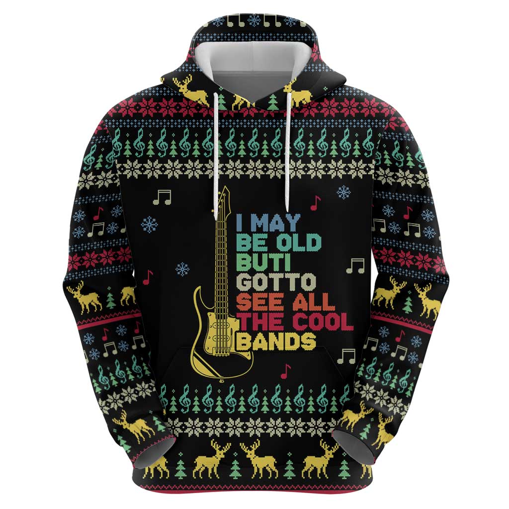 Christmas Vintage Guitar Hoodie Xmas Holiday Patterns - Wonder Print Shop