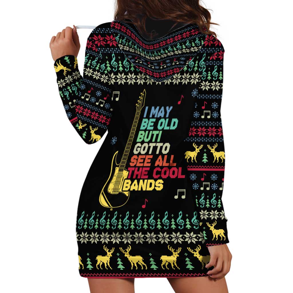 Christmas Vintage Guitar Hoodie Dress Xmas Holiday Patterns - Wonder Print Shop