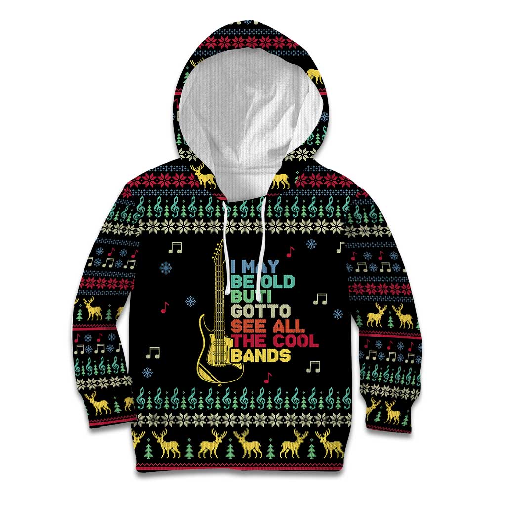 Christmas Vintage Guitar Kid Hoodie Xmas Holiday Patterns - Wonder Print Shop