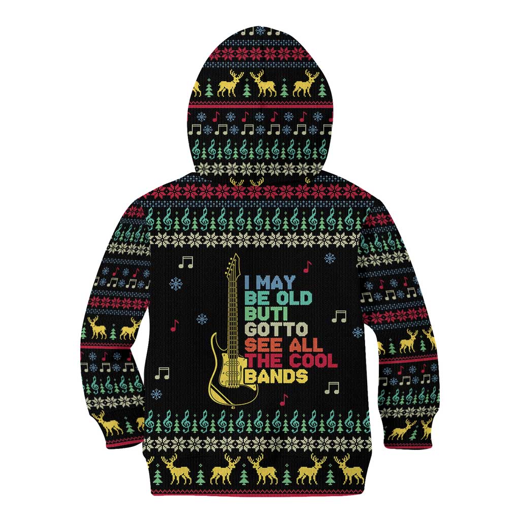 Christmas Vintage Guitar Kid Hoodie Xmas Holiday Patterns - Wonder Print Shop