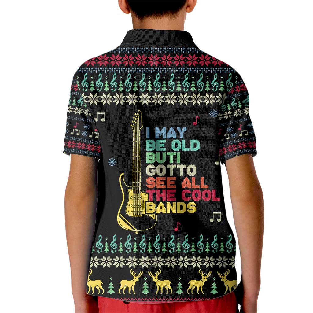 Christmas Vintage Guitar Kid Polo Shirt Xmas Holiday Patterns - Wonder Print Shop