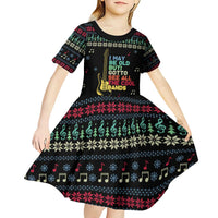 Christmas Vintage Guitar Kid Short Sleeve Dress Xmas Holiday Patterns - Wonder Print Shop