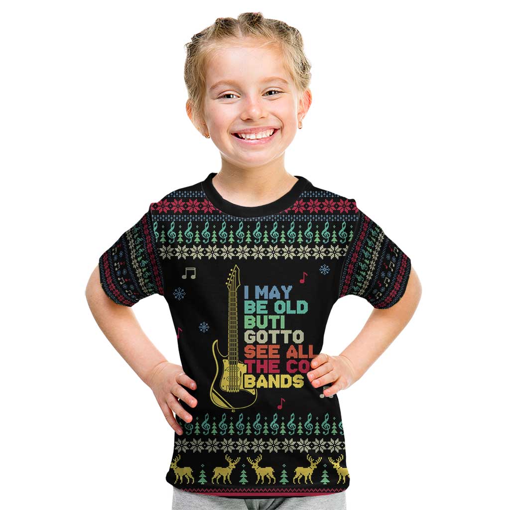 Christmas Vintage Guitar Kid T Shirt Xmas Holiday Patterns - Wonder Print Shop
