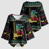 Christmas Vintage Guitar Kimono Sleeve Blouse Xmas Holiday Patterns - Wonder Print Shop