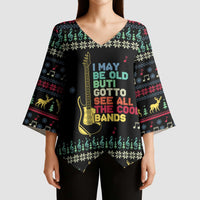 Christmas Vintage Guitar Kimono Sleeve Blouse Xmas Holiday Patterns - Wonder Print Shop
