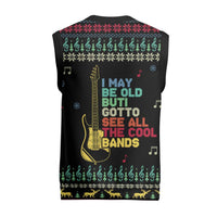 Christmas Vintage Guitar Christmas Knitted V-Neck Vest Xmas Holiday Patterns - Wonder Print Shop