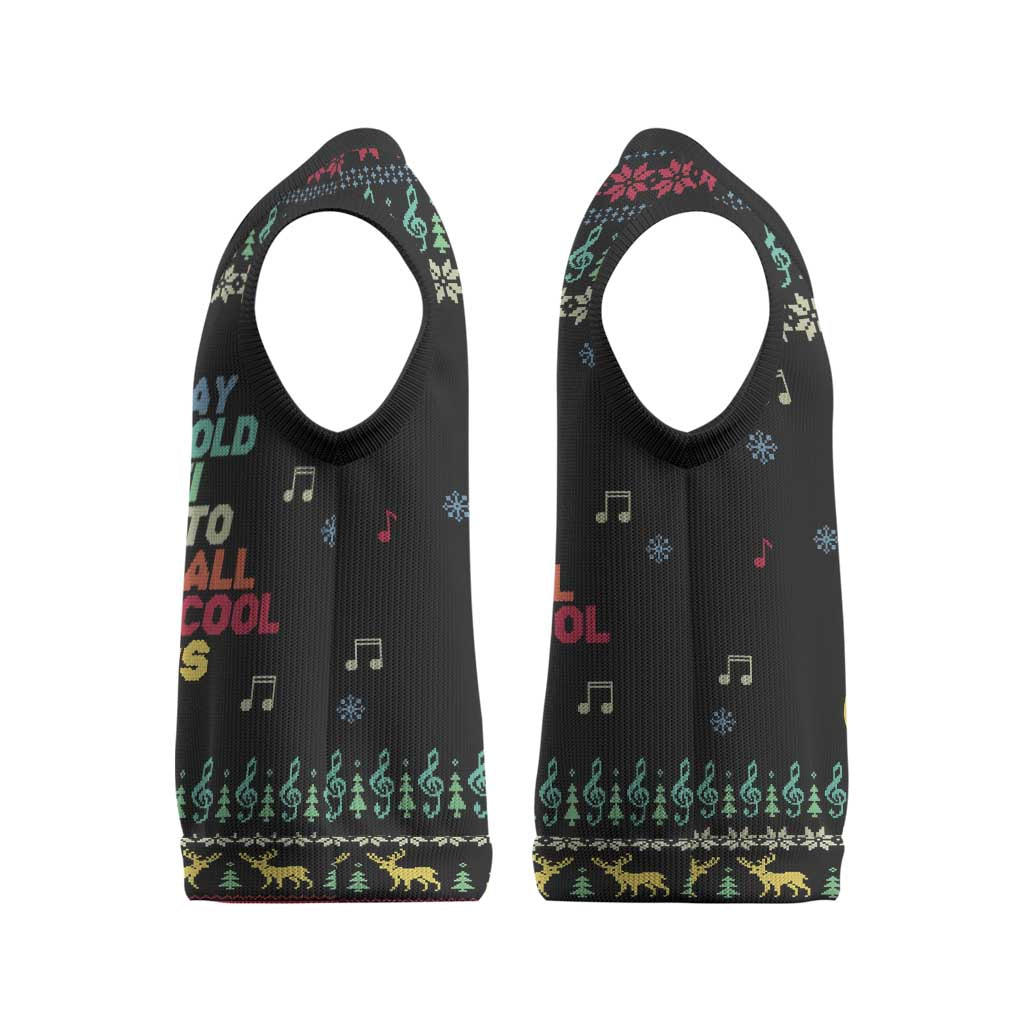 Christmas Vintage Guitar Christmas Knitted V-Neck Vest Xmas Holiday Patterns - Wonder Print Shop