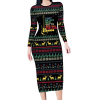 Christmas Vintage Guitar Long Sleeve Bodycon Dress Xmas Holiday Patterns - Wonder Print Shop