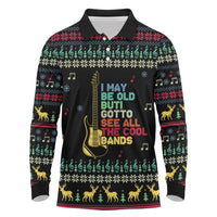 Christmas Vintage Guitar Long Sleeve Polo Shirt Xmas Holiday Patterns - Wonder Print Shop