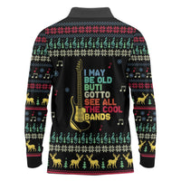 Christmas Vintage Guitar Long Sleeve Polo Shirt Xmas Holiday Patterns - Wonder Print Shop