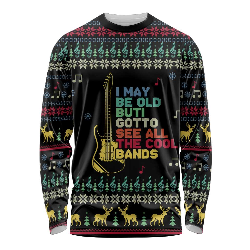 Christmas Vintage Guitar Long Sleeve Shirt Xmas Holiday Patterns - Wonder Print Shop
