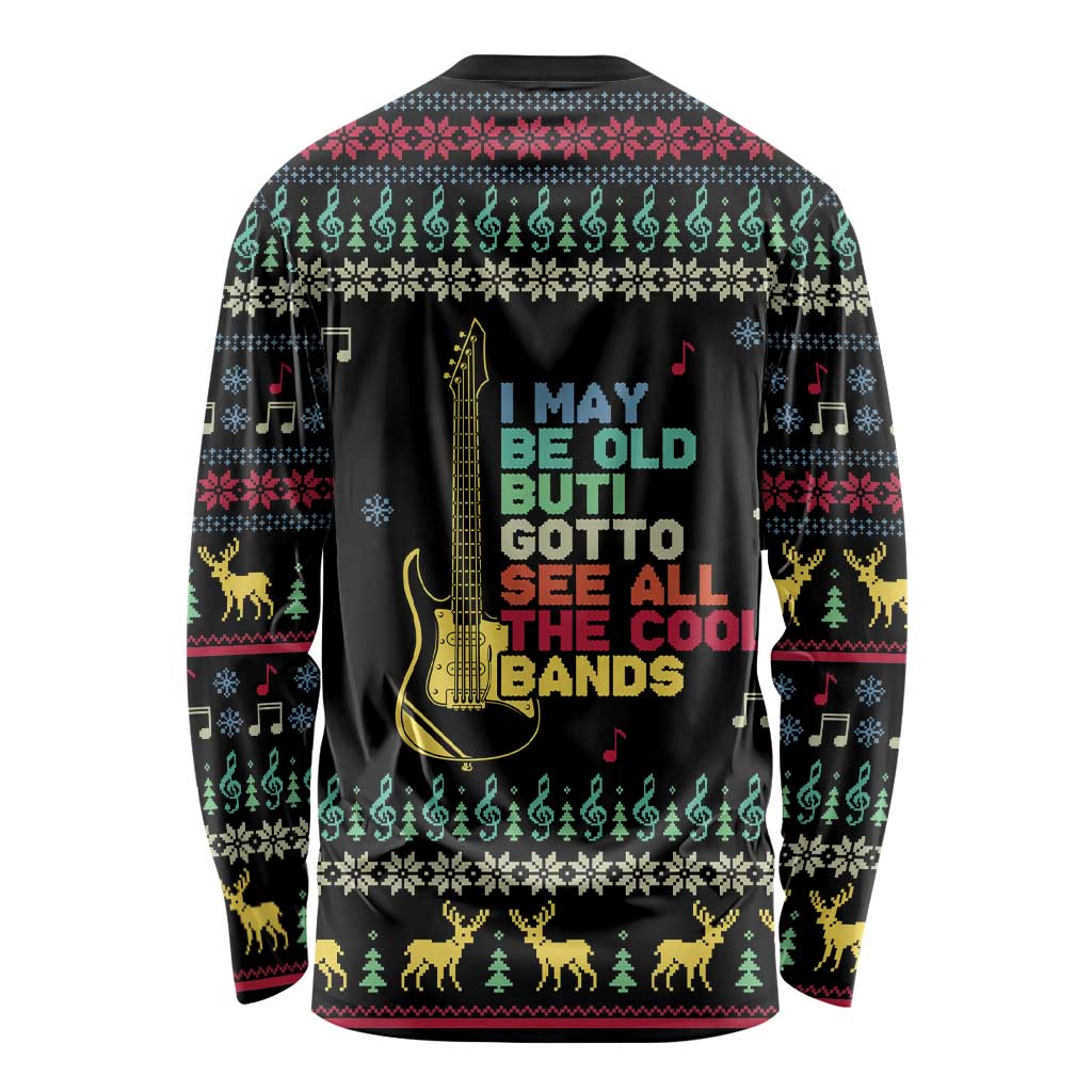 Christmas Vintage Guitar Long Sleeve Shirt Xmas Holiday Patterns - Wonder Print Shop