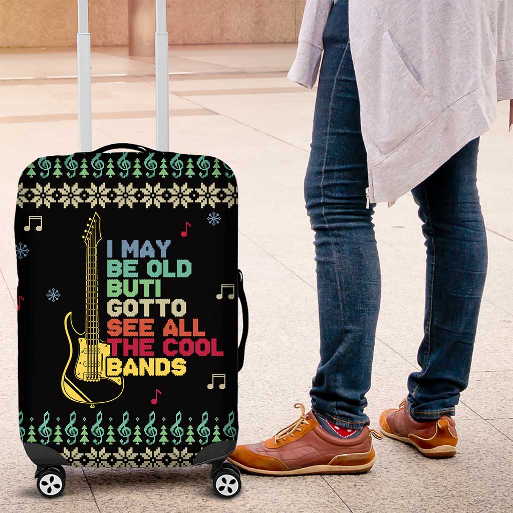Christmas Vintage Guitar Luggage Cover Xmas Holiday Patterns - Wonder Print Shop