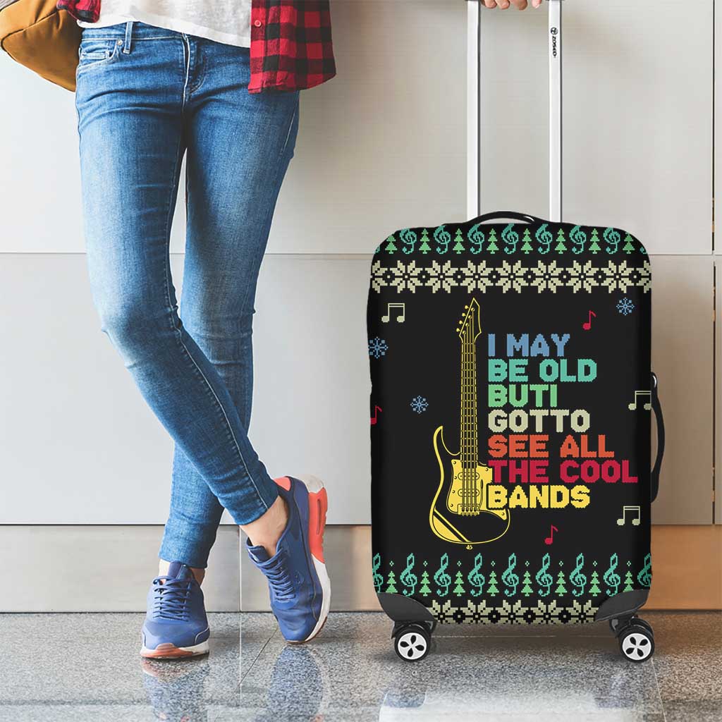 Christmas Vintage Guitar Luggage Cover Xmas Holiday Patterns - Wonder Print Shop