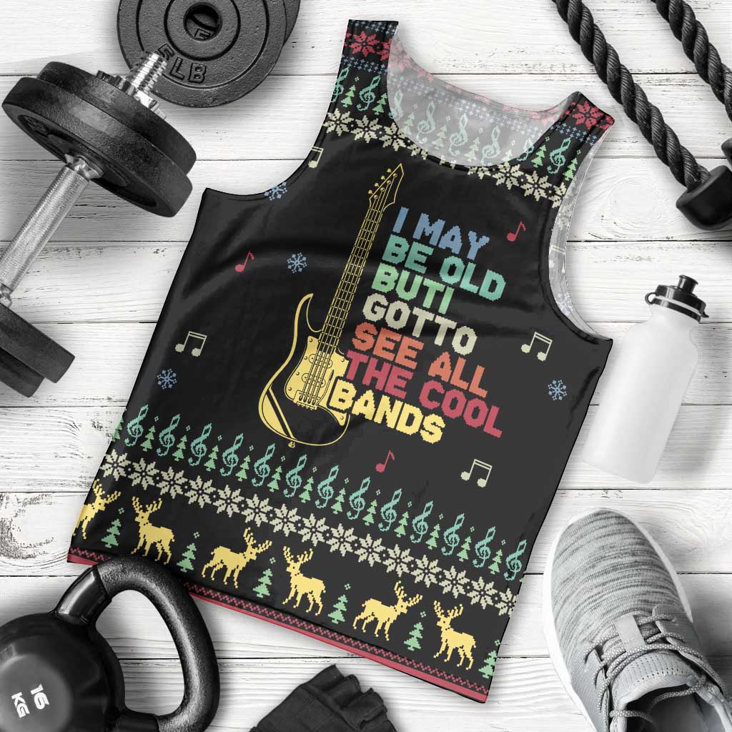 Christmas Vintage Guitar Men Tank Top Xmas Holiday Patterns - Wonder Print Shop