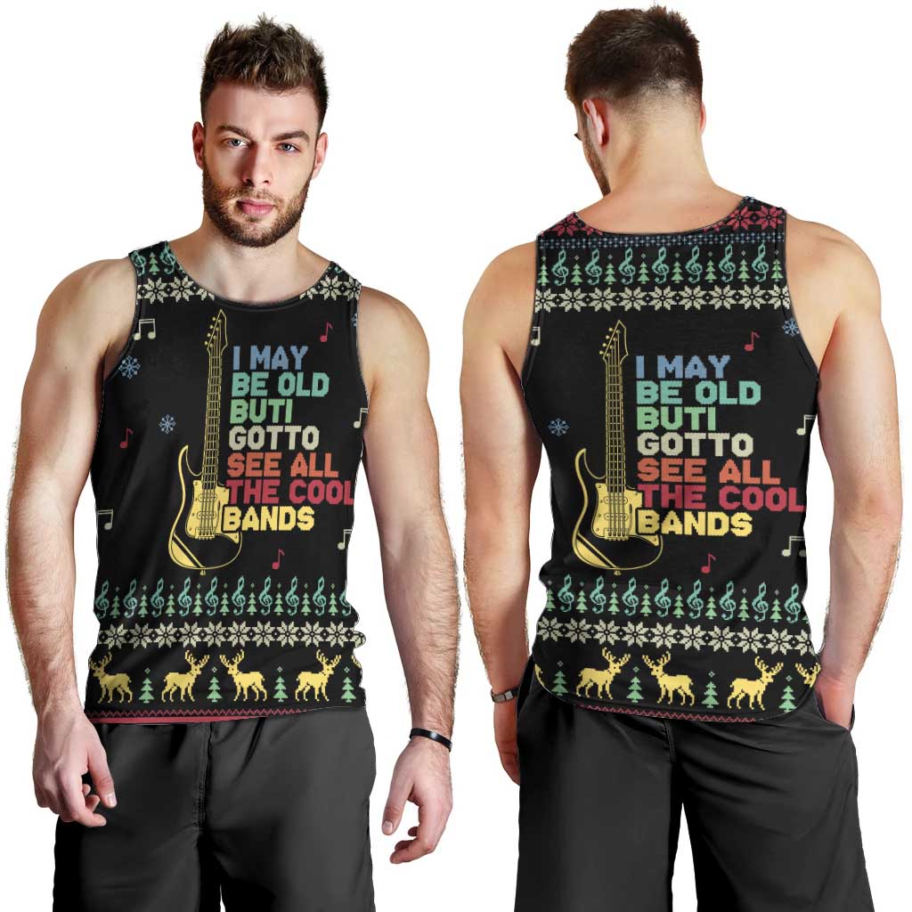 Christmas Vintage Guitar Men Tank Top Xmas Holiday Patterns - Wonder Print Shop