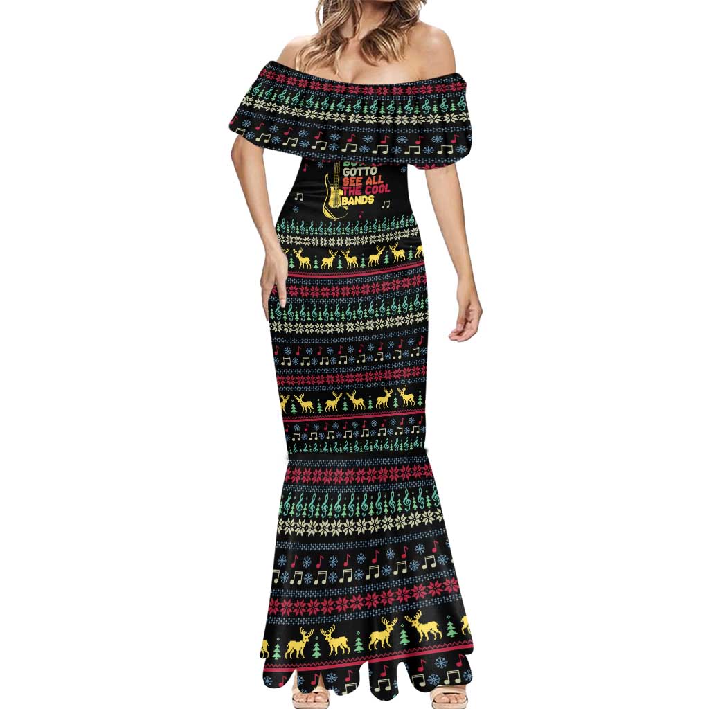 Christmas Vintage Guitar Mermaid Dress Xmas Holiday Patterns - Wonder Print Shop