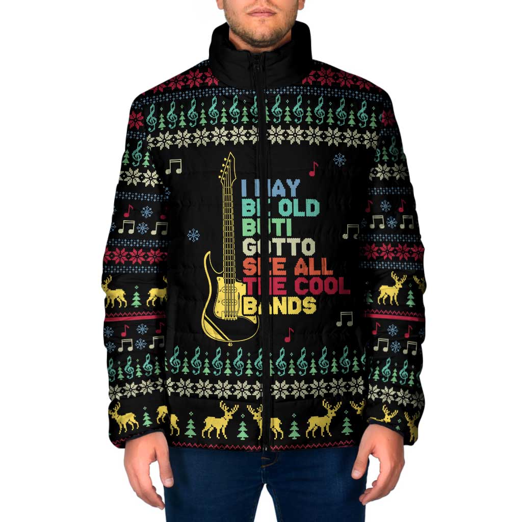 Christmas Vintage Guitar Padded Jacket Xmas Holiday Patterns - Wonder Print Shop
