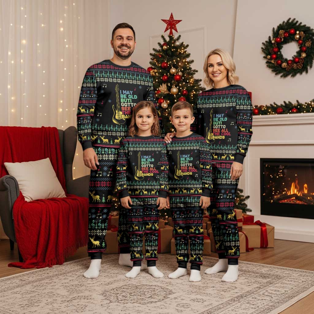 Christmas Vintage Guitar Christmas Pajama Set Xmas Holiday Patterns - Wonder Print Shop