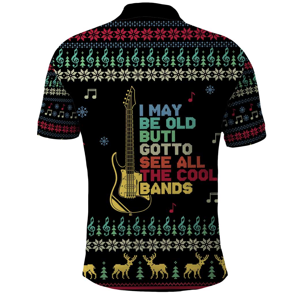 Christmas Vintage Guitar Polo Shirt Xmas Holiday Patterns - Wonder Print Shop