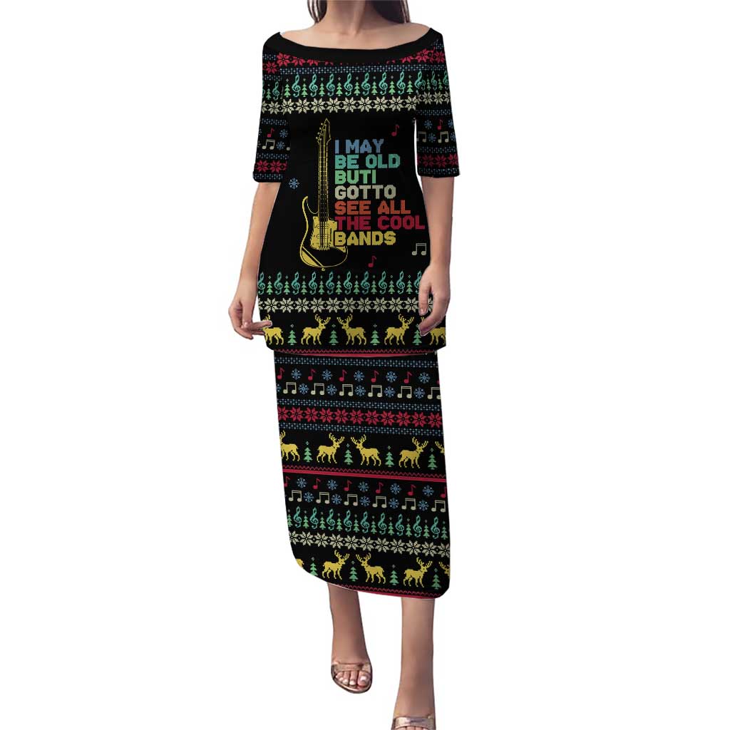 Christmas Vintage Guitar Puletasi Xmas Holiday Patterns - Wonder Print Shop
