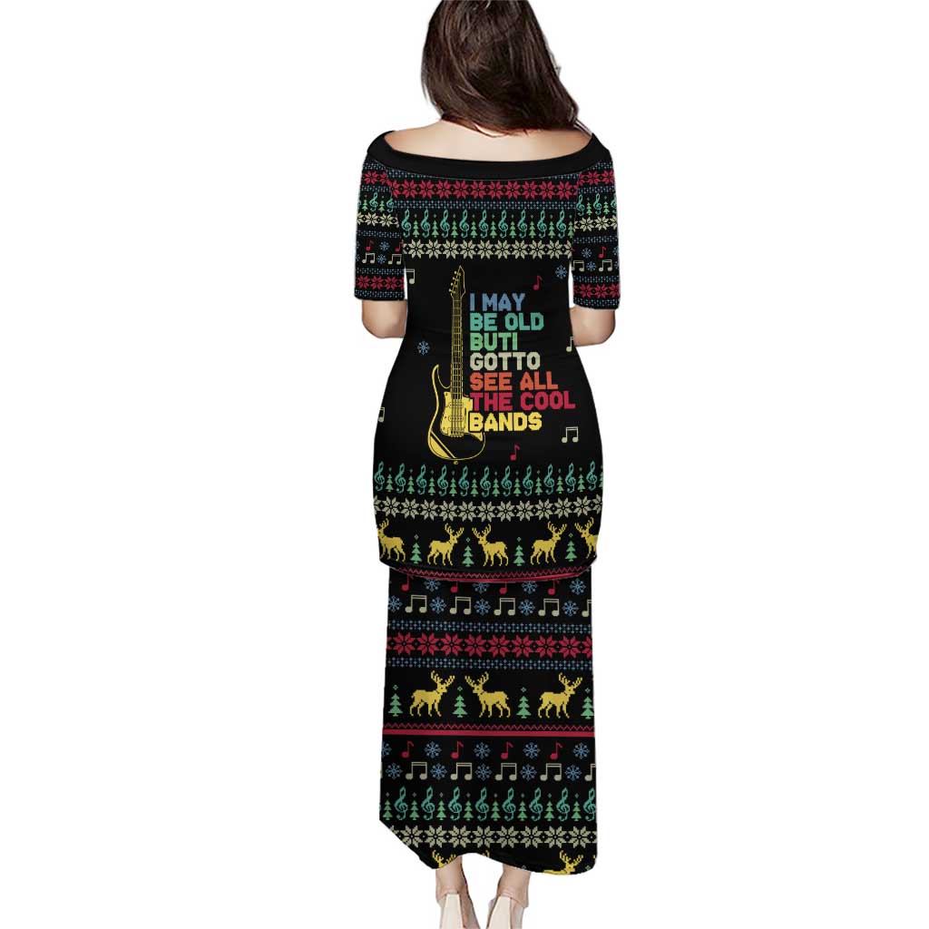 Christmas Vintage Guitar Puletasi Xmas Holiday Patterns - Wonder Print Shop