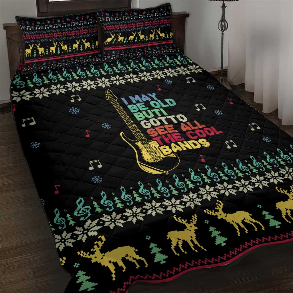 Christmas Vintage Guitar Quilt Bed Set Xmas Holiday Patterns - Wonder Print Shop