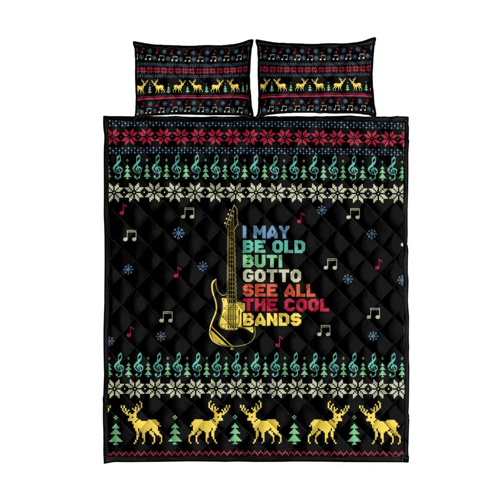 Christmas Vintage Guitar Quilt Bed Set Xmas Holiday Patterns - Wonder Print Shop