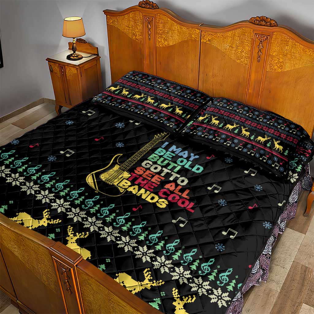 Christmas Vintage Guitar Quilt Bed Set Xmas Holiday Patterns - Wonder Print Shop