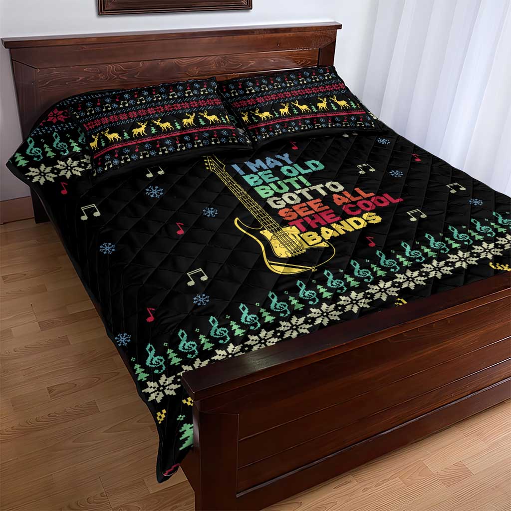 Christmas Vintage Guitar Quilt Bed Set Xmas Holiday Patterns - Wonder Print Shop