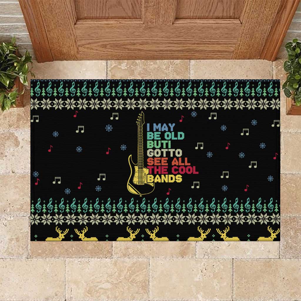 Christmas Vintage Guitar Rubber Doormat Xmas Holiday Patterns - Wonder Print Shop