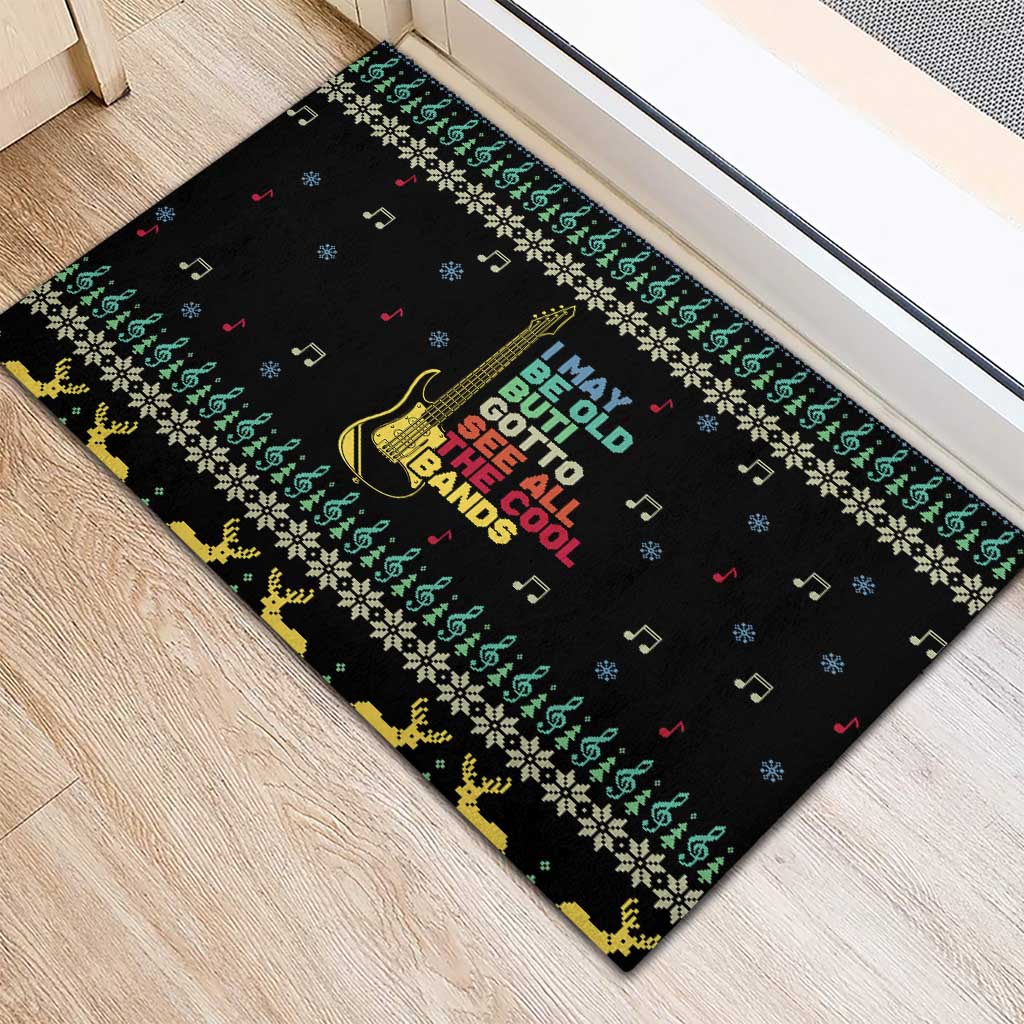Christmas Vintage Guitar Rubber Doormat Xmas Holiday Patterns - Wonder Print Shop