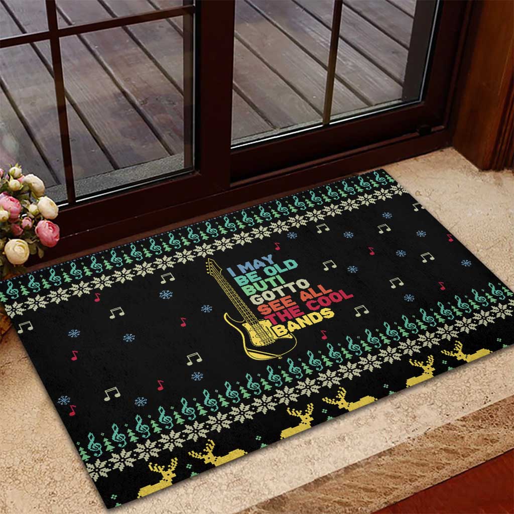 Christmas Vintage Guitar Rubber Doormat Xmas Holiday Patterns - Wonder Print Shop