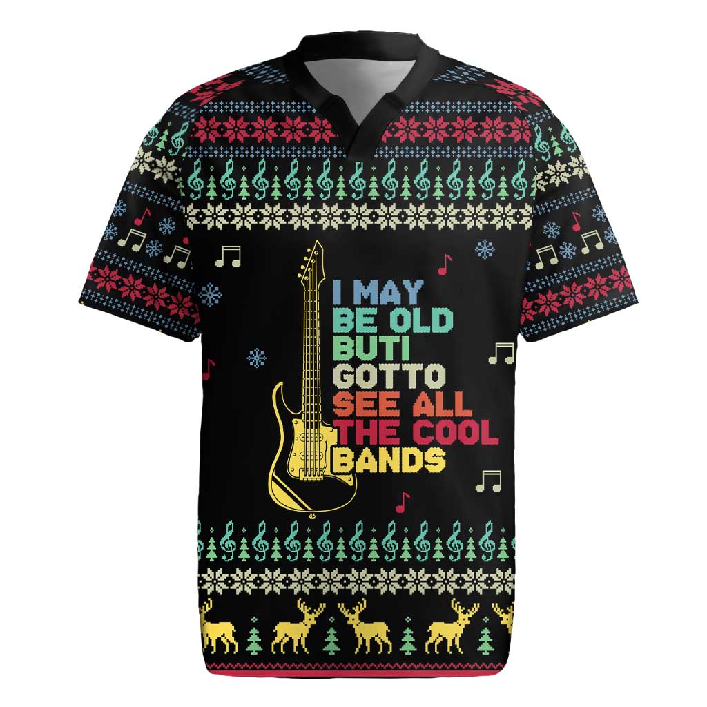 Christmas Vintage Guitar Rugby Jersey Xmas Holiday Patterns - Wonder Print Shop