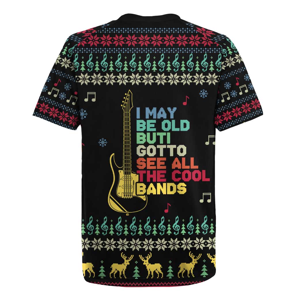 Christmas Vintage Guitar Rugby Jersey Xmas Holiday Patterns - Wonder Print Shop