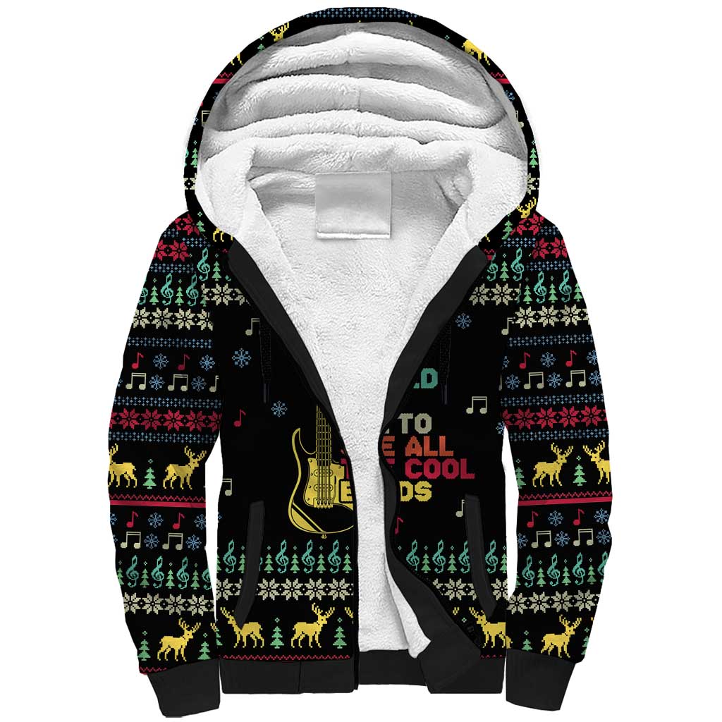 Christmas Vintage Guitar Sherpa Hoodie Xmas Holiday Patterns - Wonder Print Shop