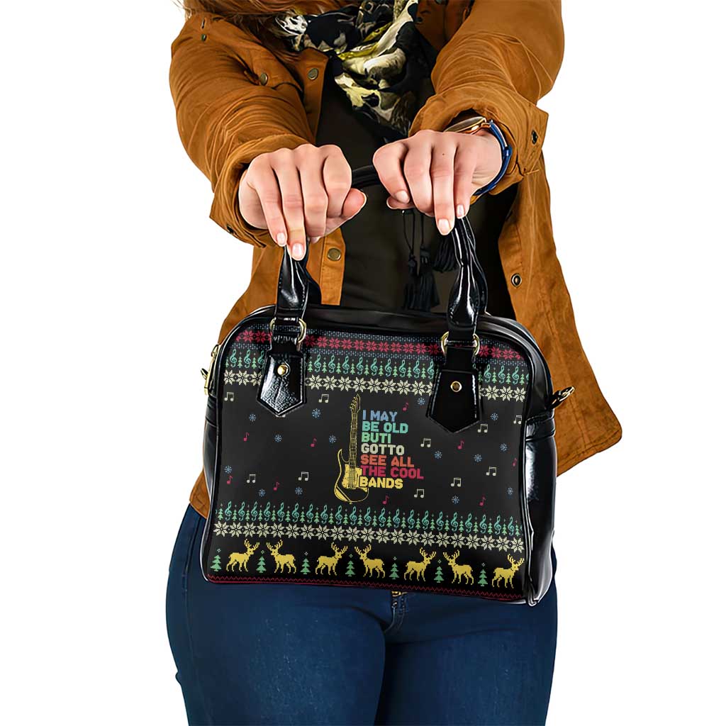 Christmas Vintage Guitar Shoulder Handbag Xmas Holiday Patterns - Wonder Print Shop