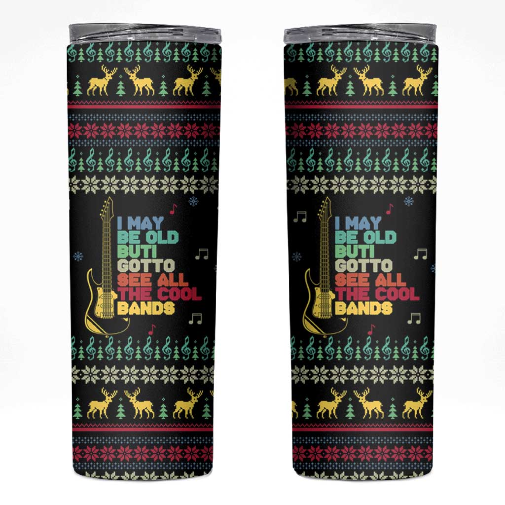 Christmas Vintage Guitar Skinny Tumbler Xmas Holiday Patterns - Wonder Print Shop