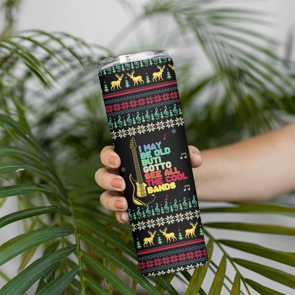 Christmas Vintage Guitar Skinny Tumbler Xmas Holiday Patterns - Wonder Print Shop