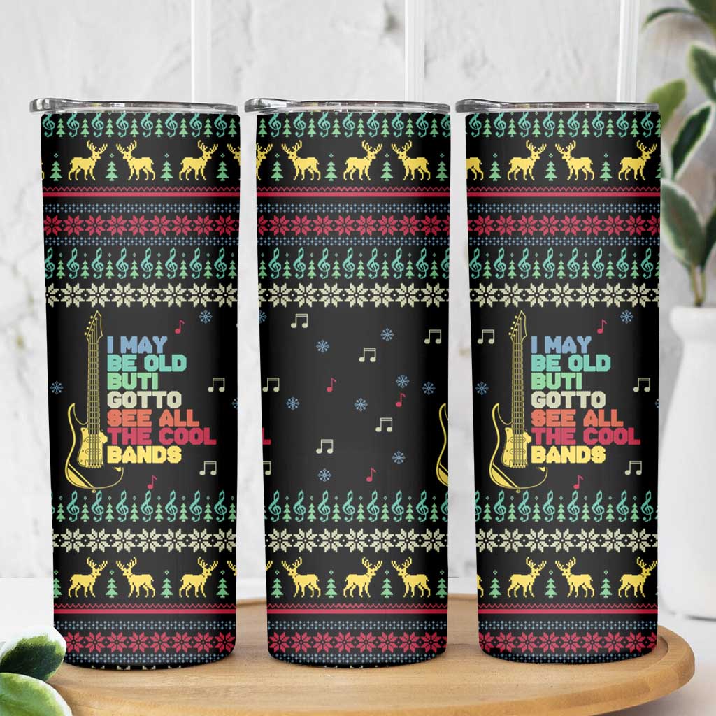 Christmas Vintage Guitar Skinny Tumbler Xmas Holiday Patterns - Wonder Print Shop