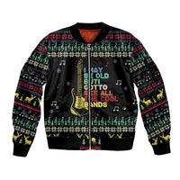 Christmas Vintage Guitar Sleeve Zip Bomber Jacket Xmas Holiday Patterns - Wonder Print Shop