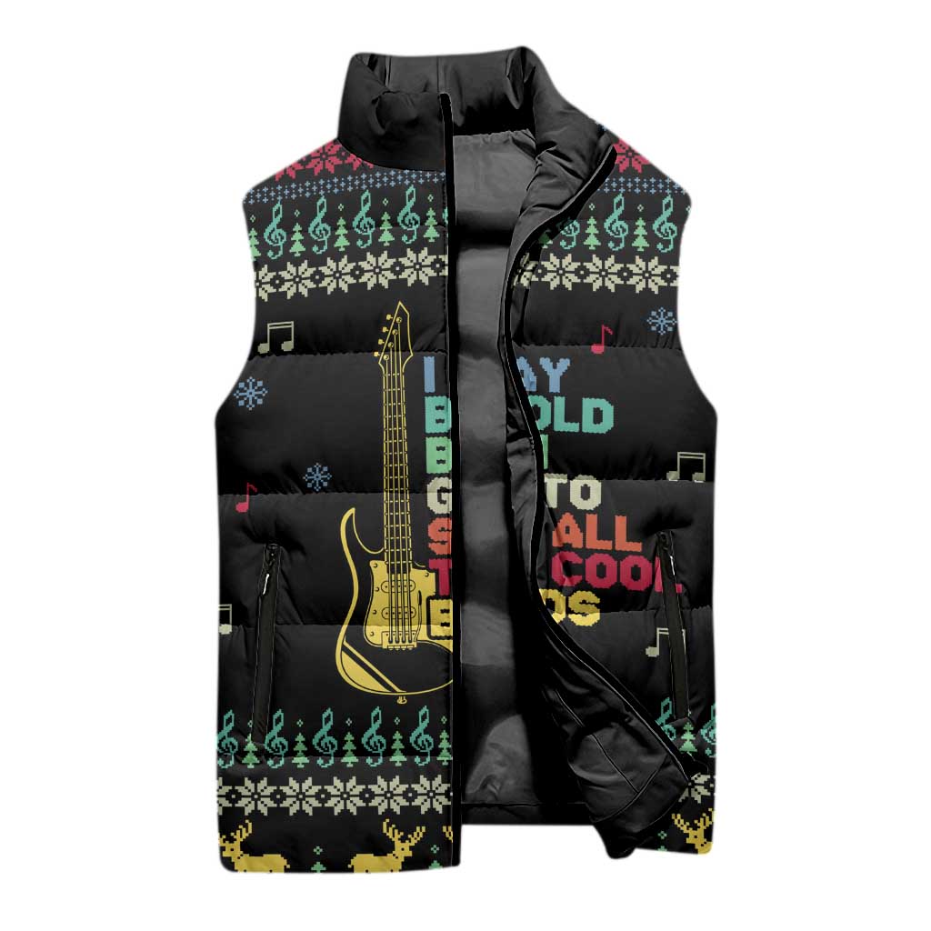 Christmas Vintage Guitar Sleeveless Puffer Jacket Xmas Holiday Patterns - Wonder Print Shop