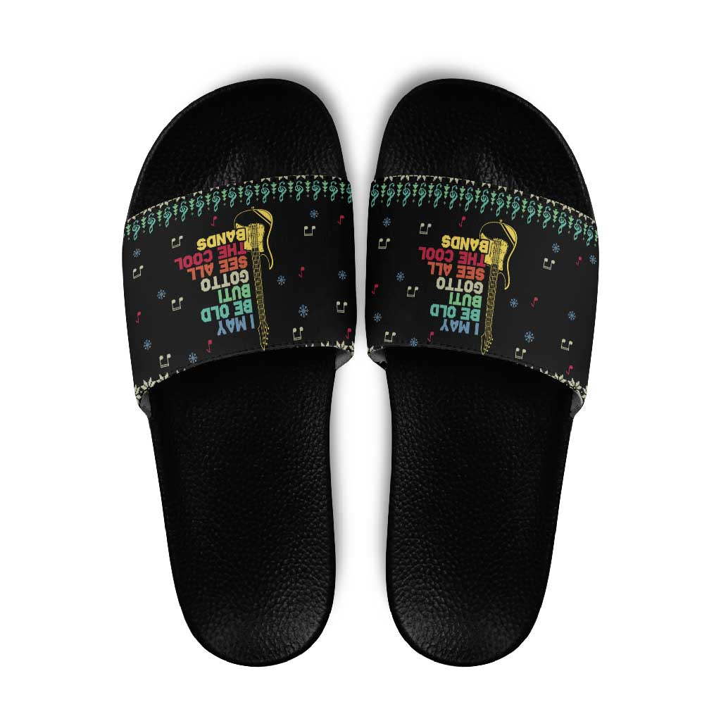 Christmas Vintage Guitar Slide Sandals Xmas Holiday Patterns - Wonder Print Shop