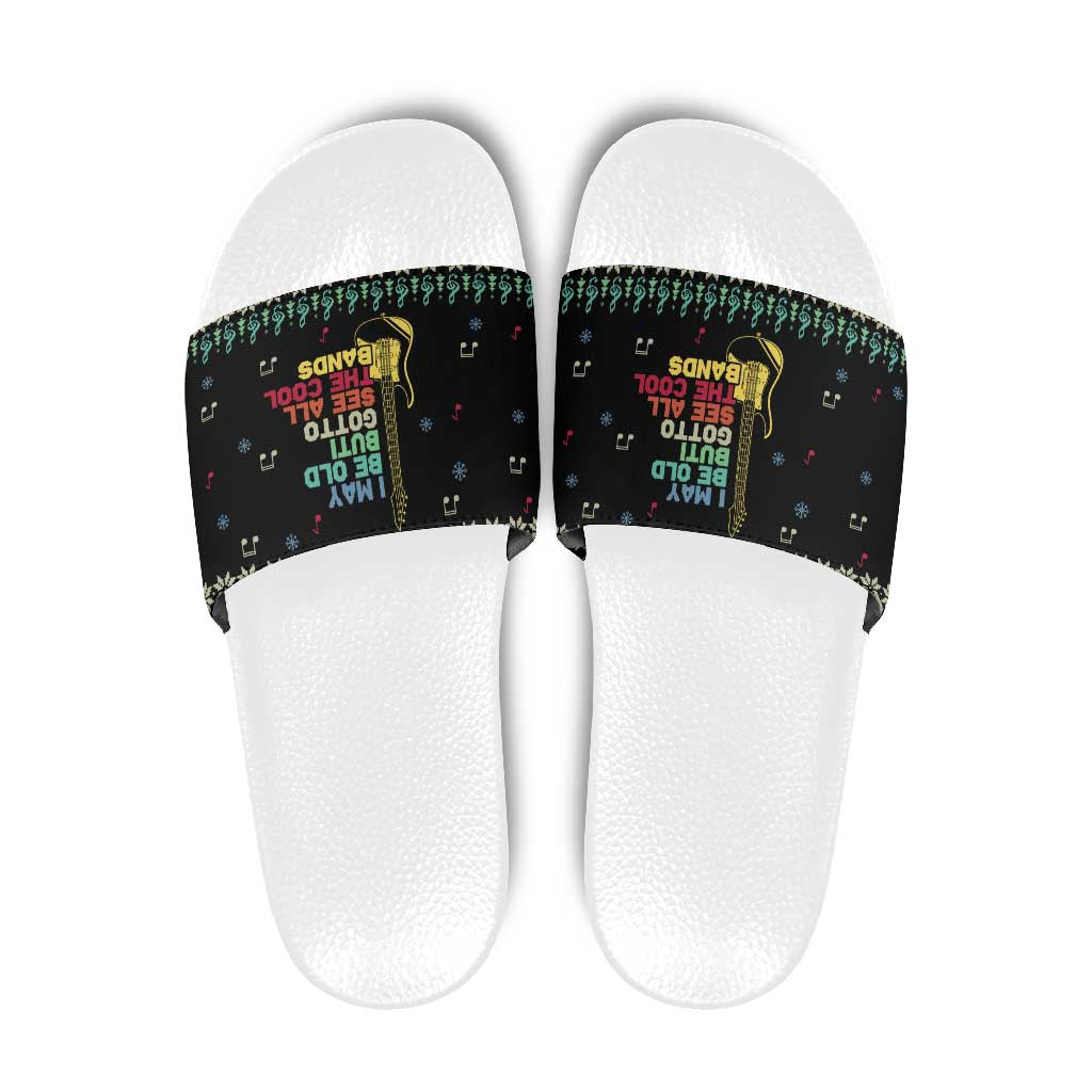 Christmas Vintage Guitar Slide Sandals Xmas Holiday Patterns - Wonder Print Shop